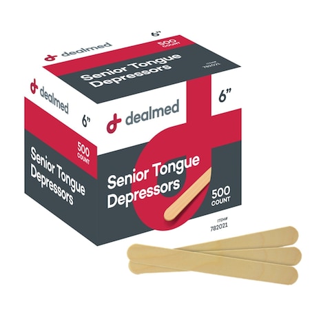 Dealmed Tongue Depressors, 6", N/S, 500/Bx, 10/Cs, 5000PK 782021